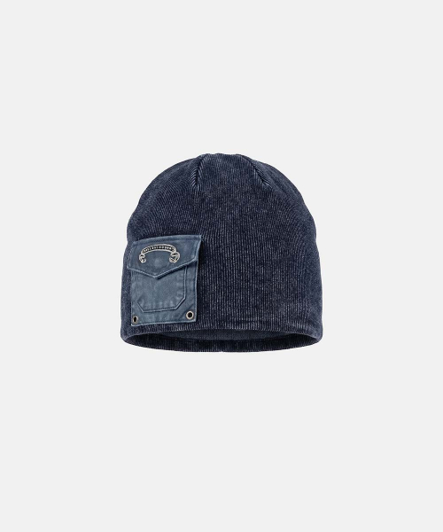 Viper Logo Cotton Rib Pocket Beanie - Blue