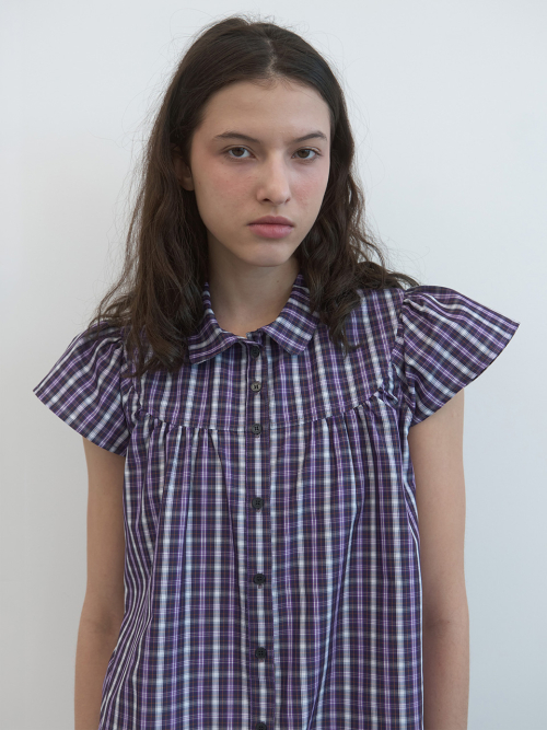 Рубашка в клетку с коротким рукавом (Purple Check)