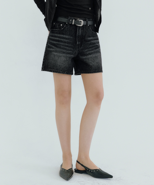 amitié denim wide shorts pants