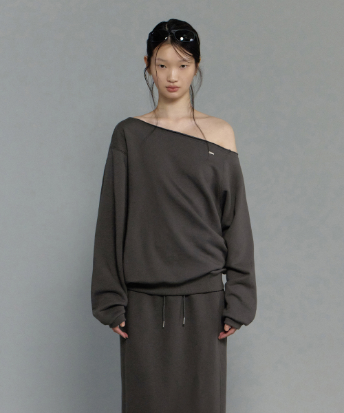 for one shoulder sweatshirt (charcoal)