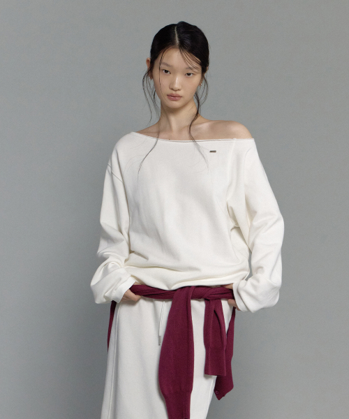for one shoulder sweatshirt (ivory)