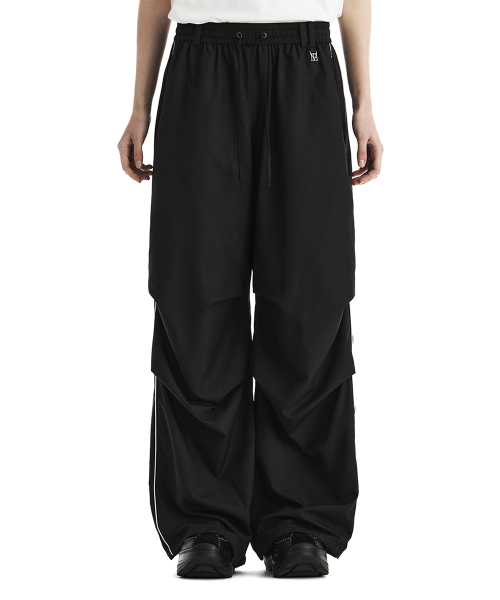 Contrast Piping Set-Up Track Pants [ Black ]