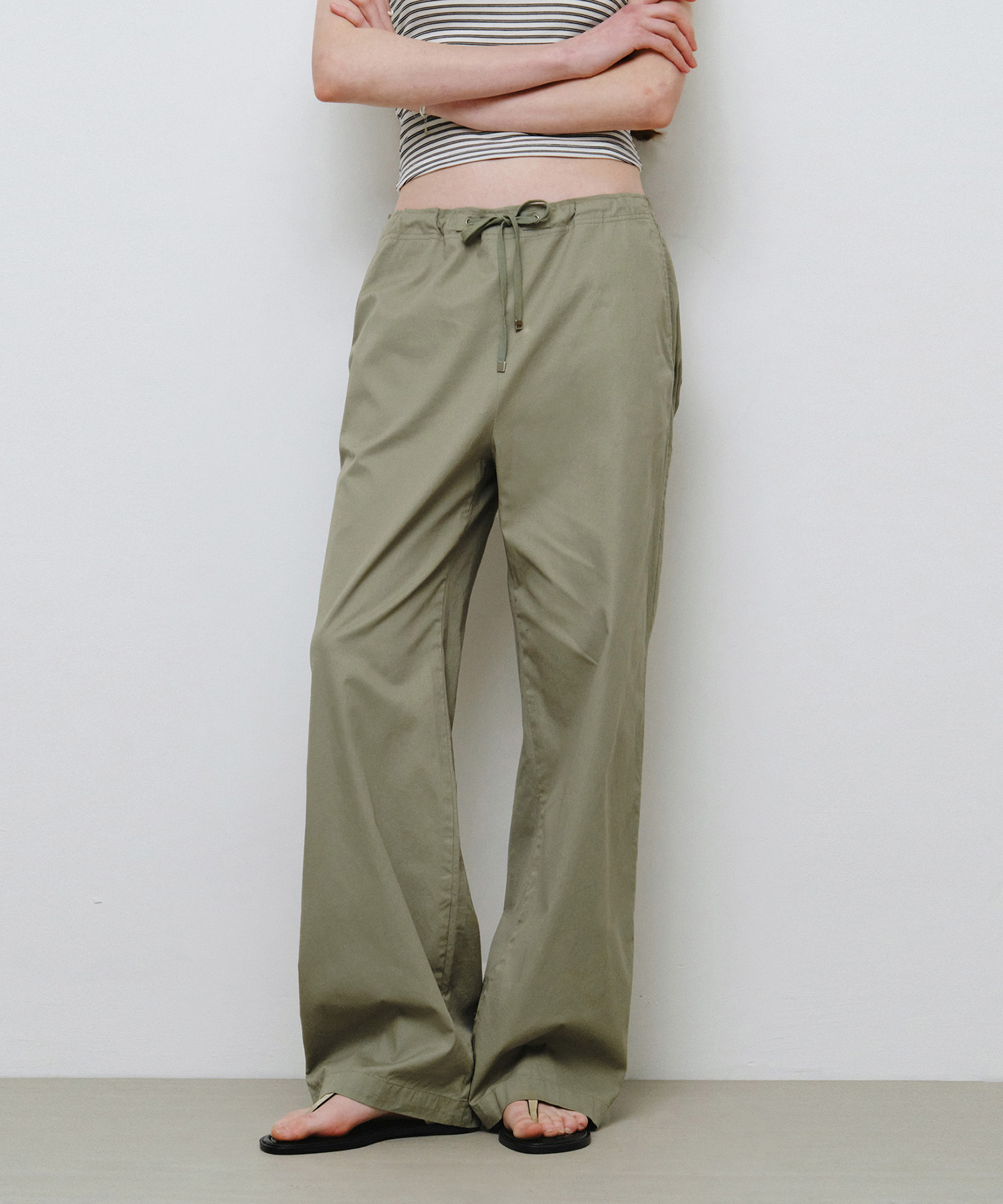 Хлопковые брюки на завязках Khaki MDPT080KHAKI