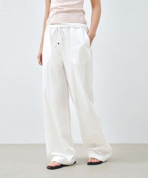 Хлопковые брюки на завязках White MDPT080WHITE