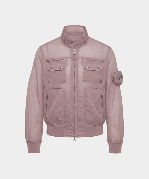 Daytona High-Neck Lightweight Nylon Bomber Jacket - Pink