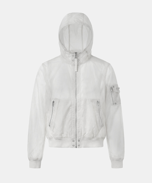 Viper91 Nylon hooded windbreaker - White