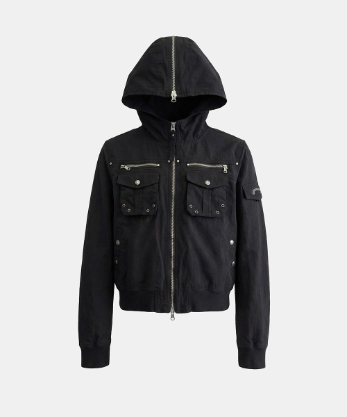 Daytona Nylon Hooded Jacket - Black
