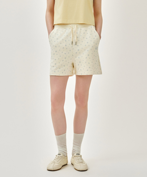 W VINTAGE CLASSIC LOGO SWEAT SHORTS flower