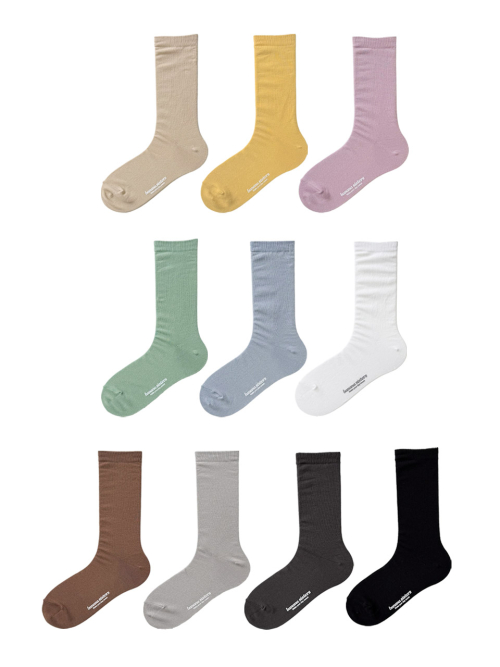 [10PACK] 플레인 베이직 데일리 하이크루 삭스 10color
