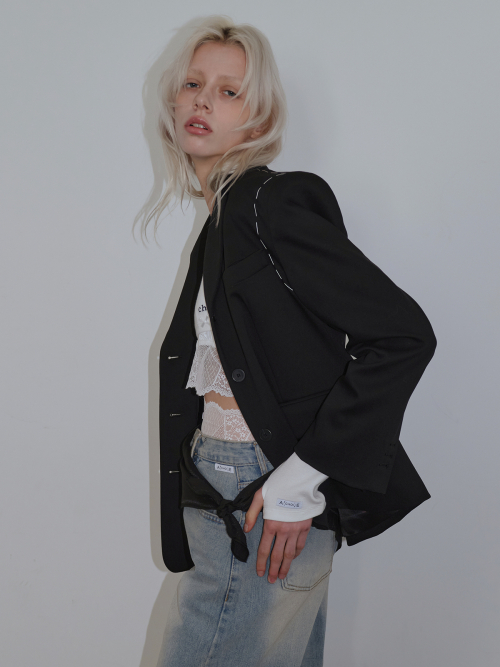 Stitch Single Jacket - Black