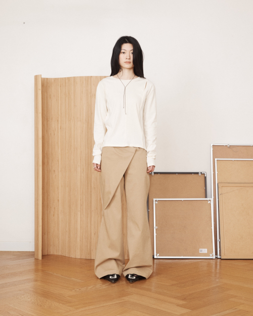 Брюки клеш с запахом сбоку (Beige)