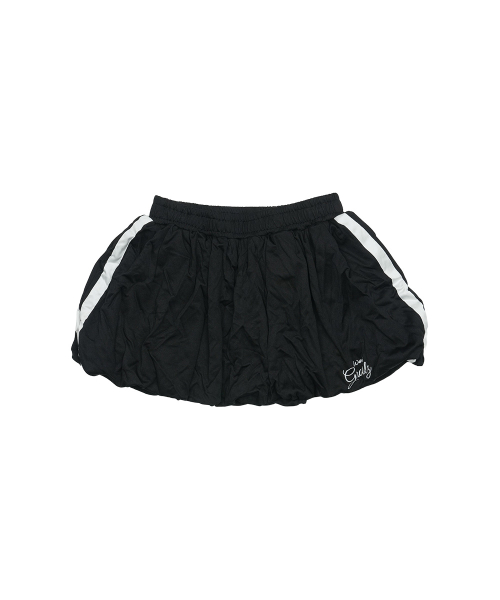 CRINKLE TRACK SHORT BALLON SKIRT [BLACK]