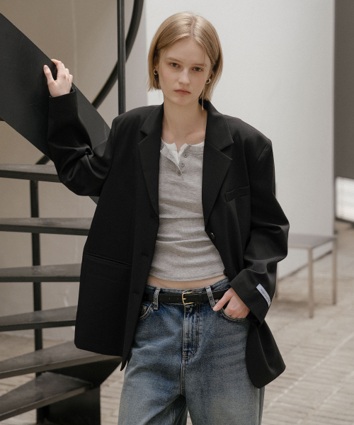 Classic notched single jacket [TISP06JK03]_Black