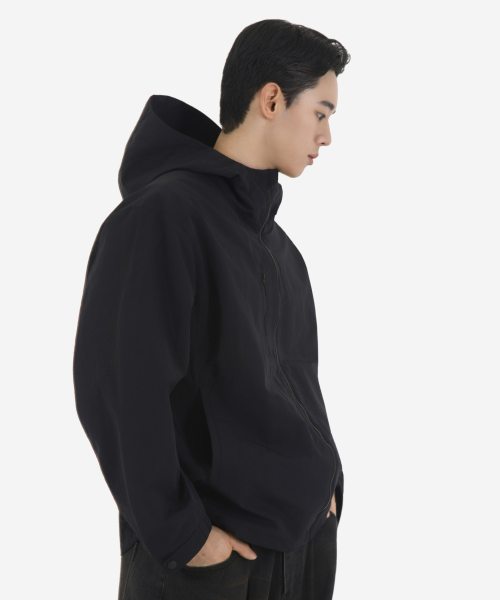 Простая ветровка оверсайз из нейлона (BLACK)