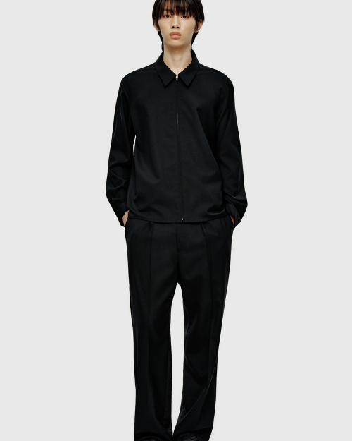 Fine Wool Waist Line Pants - Black