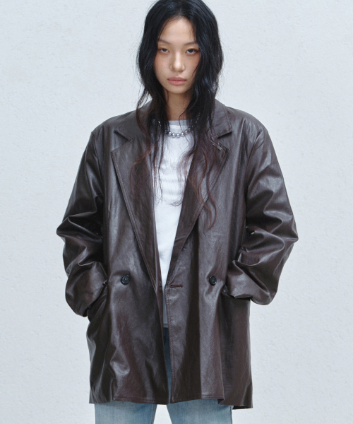 DOUBLE TAILORED JACKET_BROWN