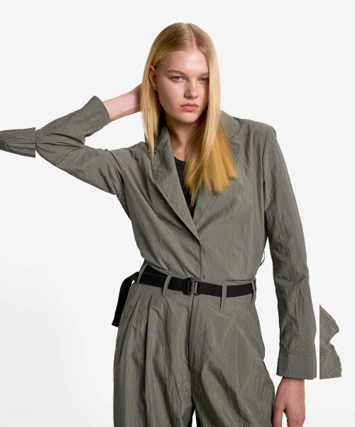 [JAAH] women belted nylon jacket_dark beige