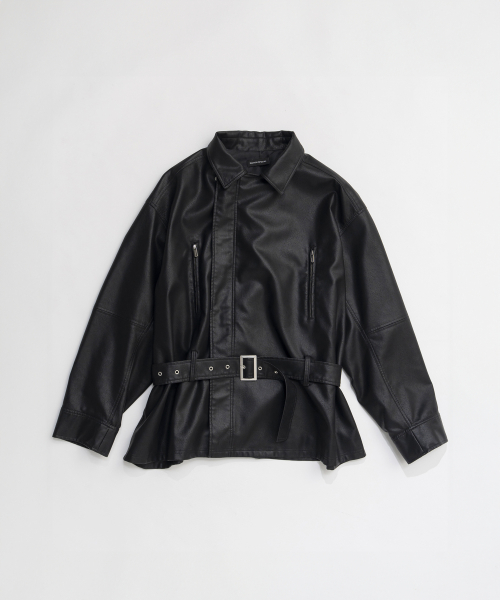 Куртка из экокожи с ремнем - Black / 21261216302BLK