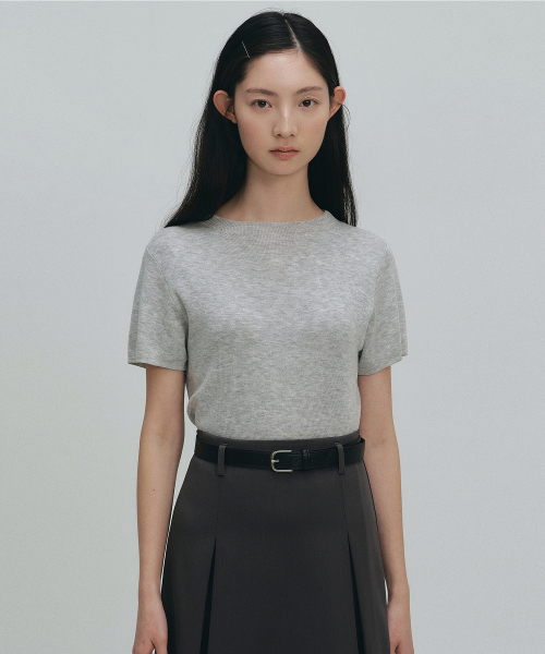 Классический трикотажный топ с коротким рукавом Grey