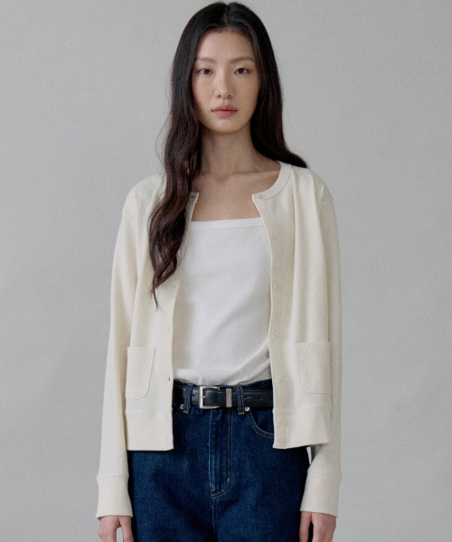 Waffle Cotton Jersey кардиган_IVORY