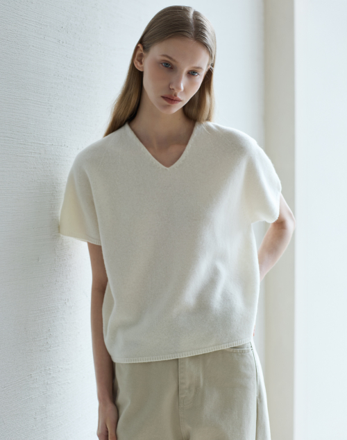Wholegarment Wool Short Sleeve Knit_Ivory