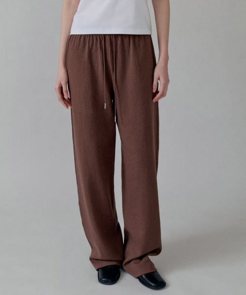 Cottage Relax Fit Wide Banding брюки_BROWN