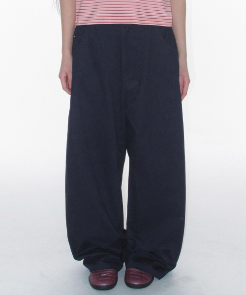 52 WIDE COTTON PANTS темно-синий