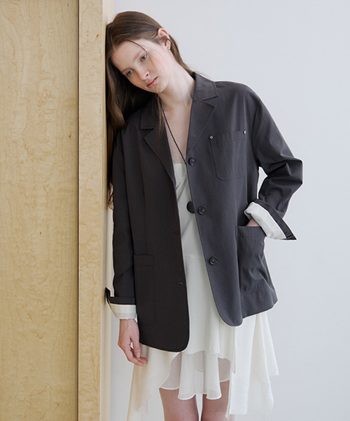 Rivet natural work jacket [KNSS06JK04]_Charcoal