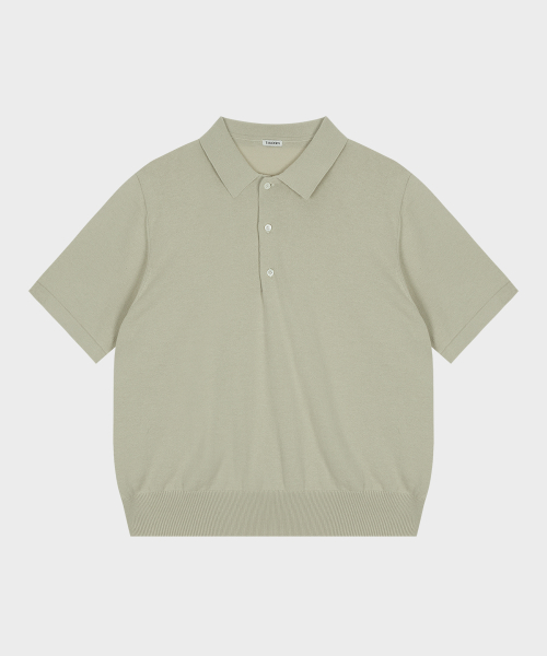 Cotton Knit Polo Short Shirt Mint