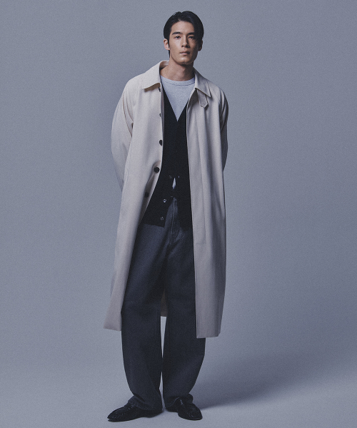 Tailored Balmacaan Long Coat Ivory
