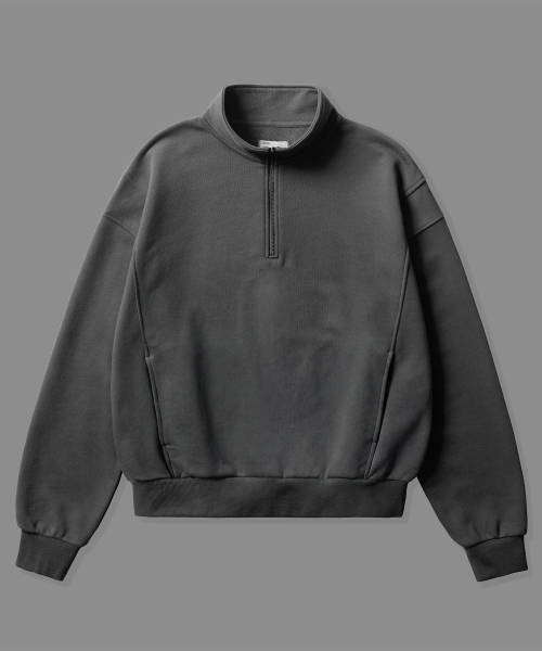 Укороченный свитшот с воротником-стойкой Dark Gray ISMT6923