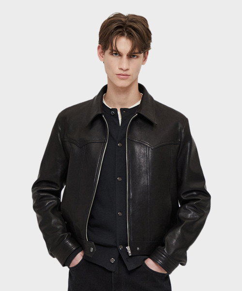 Gordon Single Rider Leather Jakcet Black