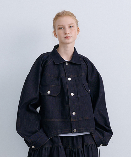 PUFFY CROP JACKET - NAVY