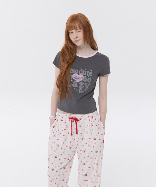KIRSH MELLOW SLOGAN GRAPHIC SLIM FIT T-SHIRT(CHARCOAL)
