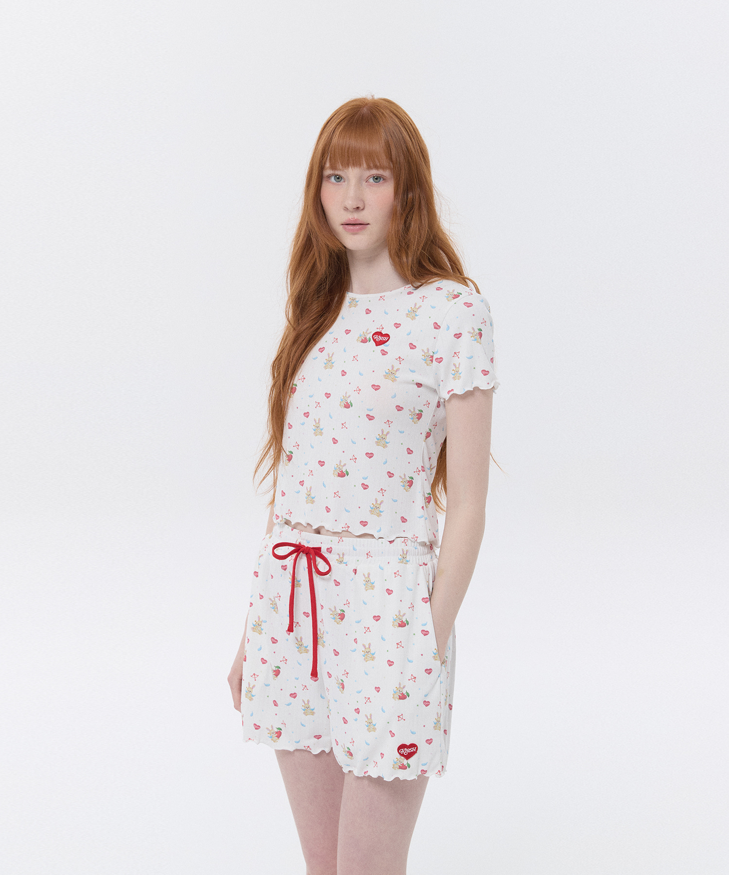 KIRSH MELLOW SHORT PAJAMA SET(WHITE)