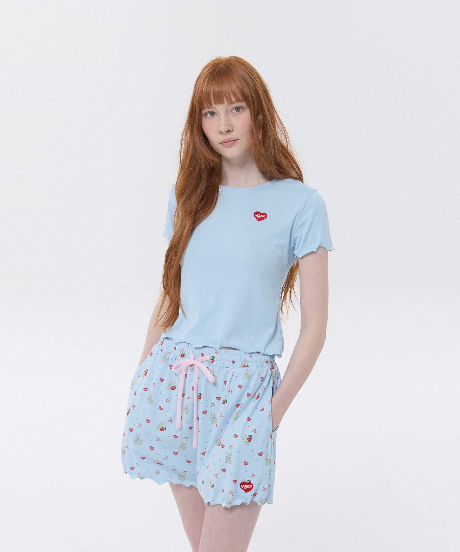 KIRSH MELLOW SHORT PAJAMA SET(LIGHT SKY)