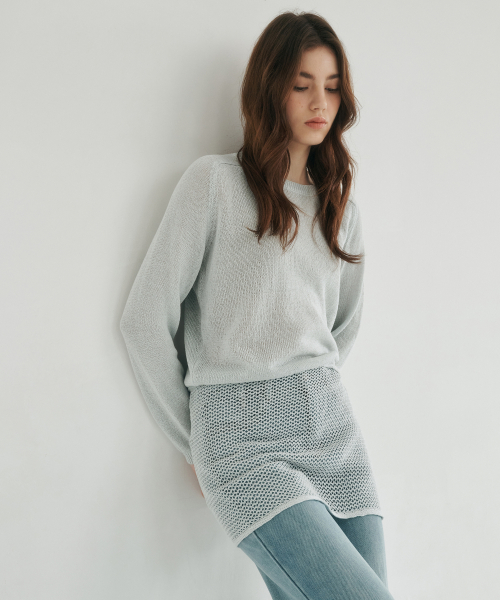 Mellow wrap knit set sky blue