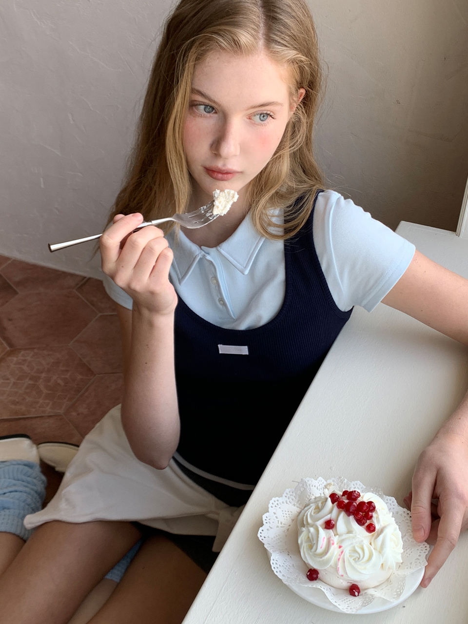 Двуслойное поло Letters (Sky Blue)