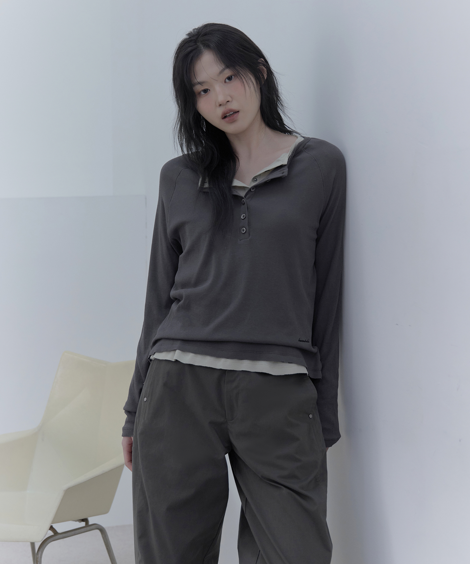 henley neck t-shirt (DG)