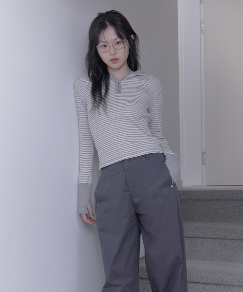 stripe waffle hoodie (GR)