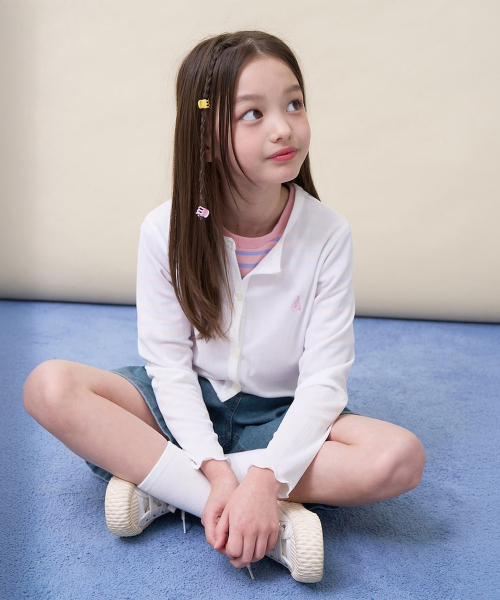 여아 핫썸머 차르르 골지 카디건 아이보리 (BI6241G030)
