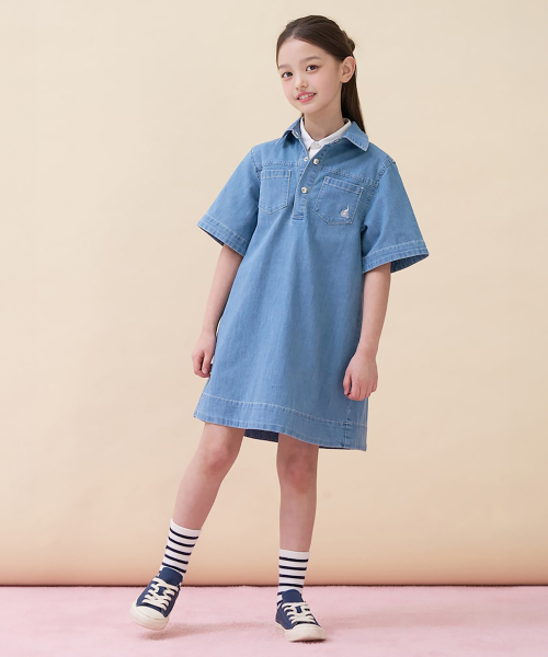 데님 반소매 원피스 스카이 블루 (BI6371G06Q)