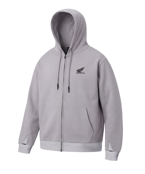 H-Tech Grid Mix Hoodie Zip-Up Light Gray