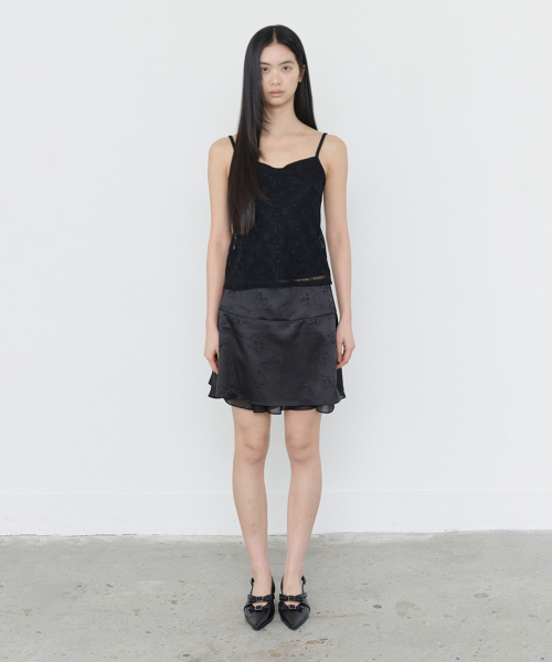 JACQUARD LACE MINI SKIRT BLACK