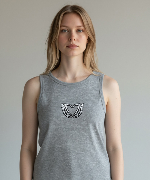 Bone Heart Sleeveless Top (Melange Gray)