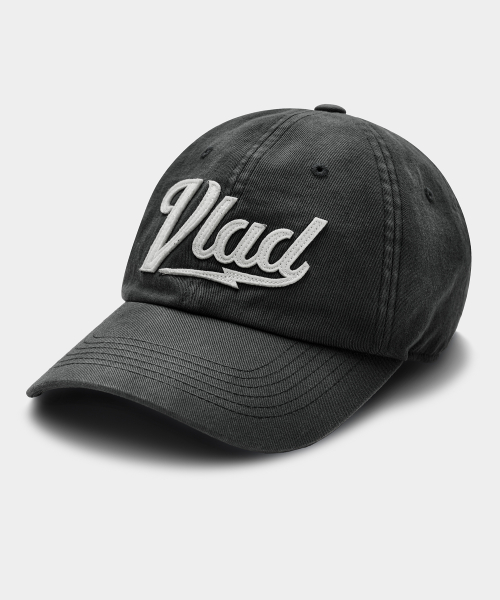 VLAD WASHED APPLIQUE BALL CAP_CHARCOAL
