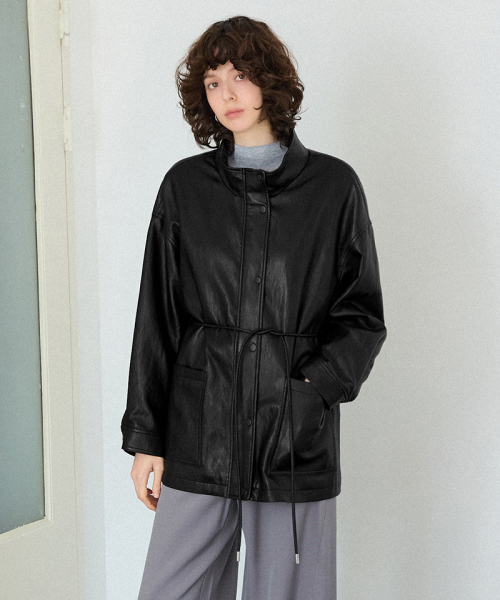 Куртка 2-в-1 из экокожи с ремнем [Black]