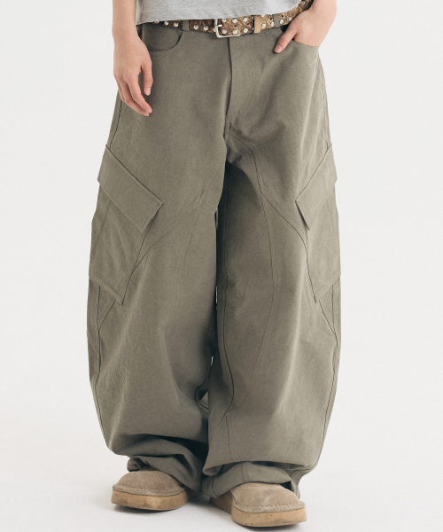Хлопковые изогнутые брюки карго (Khaki)