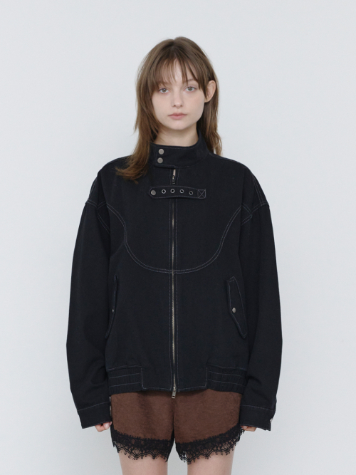 DENIM POCKET BLOUSON JACKET BLACK