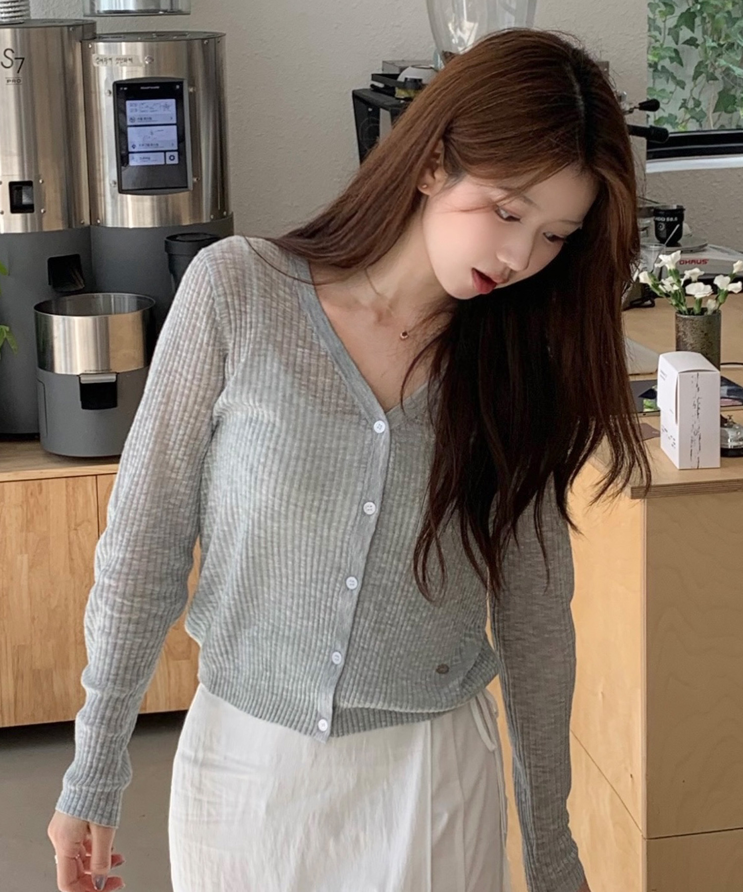 [ON][W]Shea Ribbed Regular Fit V-Neck Cardigan - 5color